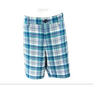 Tommy Bahama Golf Island Plaid Shorts Blue Green Mens Size 32x10